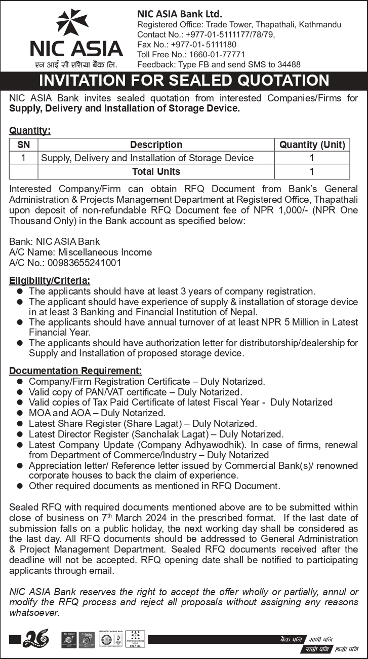 Invitation For Sealed Bids For Supply Delivery And Installation Of